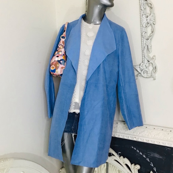 Blue Faux Suede Jacket Tunic TopperNWT